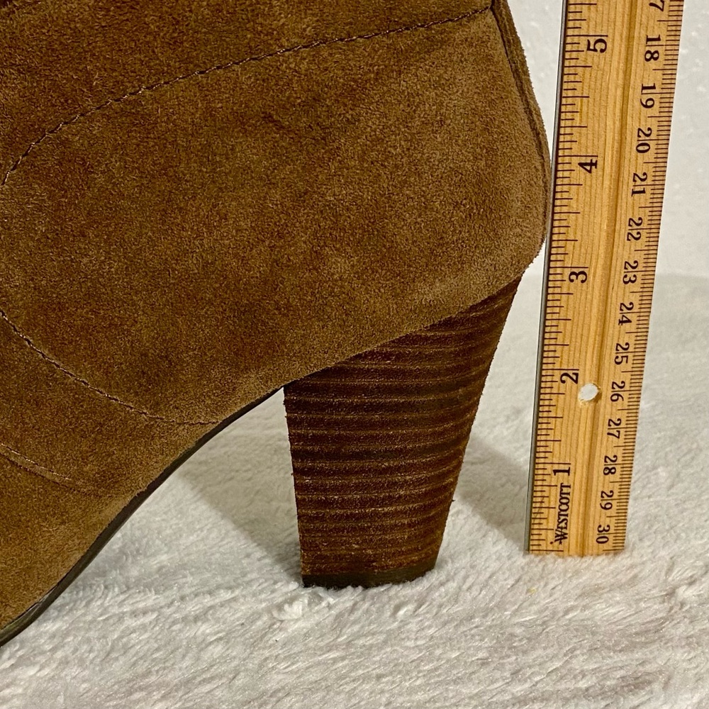 Lucky Brand Unitas Brown Suede Ankle Boots Women’s Size 8M Lace-Up Stacked Heel - Picture 10 of 12